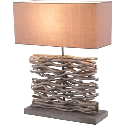 Globo Tischleuchte JAMIE Holz Grau 3 Globo Tischleuchte JAMIE Holz Grau