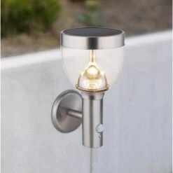 Globo LED-Solaraußenleuchte Für Die Wand Mit Bewegungsmelder Edelstahl -Globo Lighting 226034 3749 2