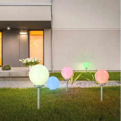 Globo LED-Solaraußenleuchte Mit Kugel Und Erdspieß Silber 4 Globo LED-Solaraußenleuchte Mit Kugel Und Erdspieß Silber – Bild 2