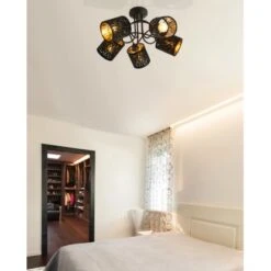 Globo Deckenleuchte Tuxon Samt Schwarz-Gold 5-flammig -Globo Lighting 408673 3749 01