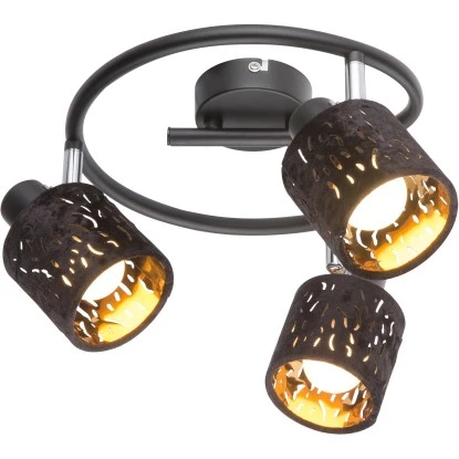 Globo Deckenleuchte Troy 3-flammig Samt Schwarz-Gold 3 Globo Deckenleuchte Troy 3-flammig Samt Schwarz-Gold