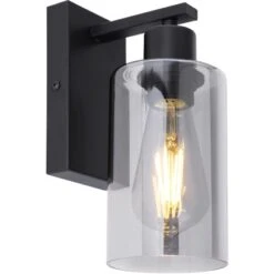 Globo Wandleuchte Hadera Metall Schwarz Matt Glas