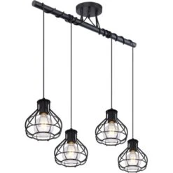 Globo Deckenleuchte Clastra 4-flammig Metall Schwarz Matt