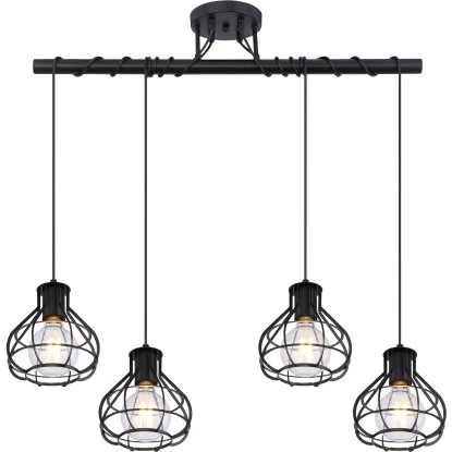 Globo Deckenleuchte Clastra 4-flammig Metall Schwarz Matt 6 Globo Deckenleuchte Clastra 4-flammig Metall Schwarz Matt – Bild 4