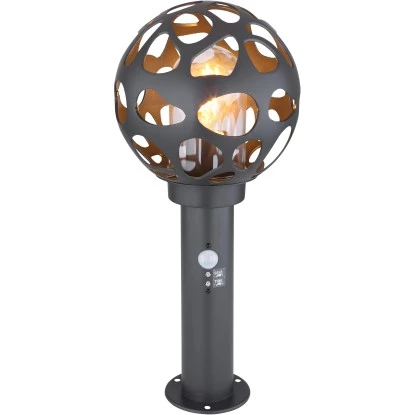 Globo Sockelleuchte Hilario Edelstahl Anthrazit Mit Sensor 3 Globo Sockelleuchte Hilario Edelstahl Anthrazit Mit Sensor