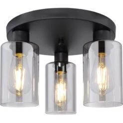 Globo Deckenleuchte Hadera 3-flammig Metall Schwarz Matt