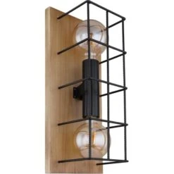 Globo Wandleuchte Merril 2-flammig Holz Braun Metall Schwarz 9 Globo Wandleuchte Merril 2-flammig Holz Braun Metall Schwarz -Globo Lighting 756079 3749 3