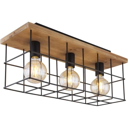 Globo Deckenleuchte Merril 3-flammig Metall Schwarz 3 Globo Deckenleuchte Merril 3-flammig Metall Schwarz