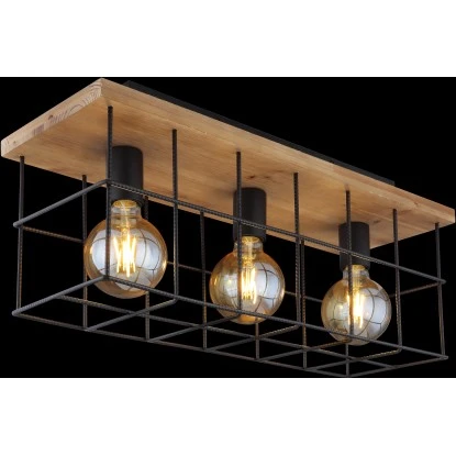 Globo Deckenleuchte Merril 3-flammig Metall Schwarz 4 Globo Deckenleuchte Merril 3-flammig Metall Schwarz – Bild 2