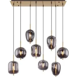 Globo Pendelleuchte Blacky I 8-flammig Metall Messingfarben Matt Rauchfarben 8 Globo Pendelleuchte Blacky I 8-flammig Metall Messingfarben Matt Rauchfarben -Globo Lighting 756269 3749 3