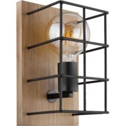 Globo Wandleuchte Merril 1-flammig Holz Braun Metall Schwarz -Globo Lighting 756429 3749 2