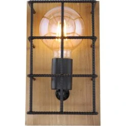 Globo Wandleuchte Merril 1-flammig Holz Braun Metall Schwarz -Globo Lighting 756429 3749 3