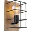 Globo Wandleuchte Merril 1-flammig Holz Braun Metall Schwarz