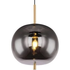 Globo Pendelleuchte Blacky I 1-flammig Ø 30 Cm Messingfarben Matt Rauchfarben -Globo Lighting 756525 3749 3