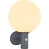 Globo Außenleuchte Ossy Glas Opal Weiß Mit Sensor Ø 25 Cm Anthrazit -Globo Lighting 756625 3749 1