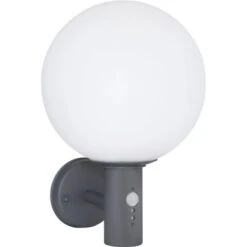 Globo Außenleuchte Ossy Glas Opal Weiß Mit Sensor Ø 25 Cm Anthrazit -Globo Lighting 756625 3749 3