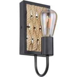 Globo Wandleuchte Halia Metall Schwarz Matt Hanf Braun -Globo Lighting 756857 3749 3