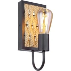 Globo Wandleuchte Halia Metall Schwarz Matt Hanf Braun -Globo Lighting 756857 3749 5