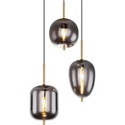 Globo Pendelleuchte Blacky I 3-flammig Messingfarben Matt Rauchfarben -Globo Lighting 756858 3749 3