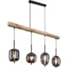 Globo Pendelleuchte Blacky 4-flammig Metall Holz Schwarz-Rauchfarben 1 Globo Pendelleuchte Blacky 4-flammig Metall Holz Schwarz-Rauchfarben -Globo Lighting 756923 3749 1
