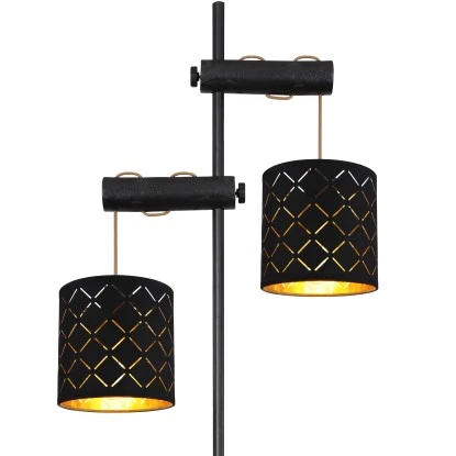 Globo Stehleuchte Clarke 2-flammig Metall Schwarz 6 Globo Stehleuchte Clarke 2-flammig Metall Schwarz – Bild 4