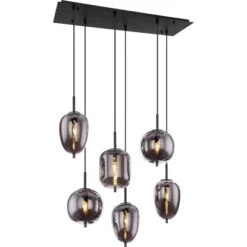 Globo Pendelleuchte Blacky 6-flammig Metall Schwarz Rauchfarben -Globo Lighting 756937 3749 3