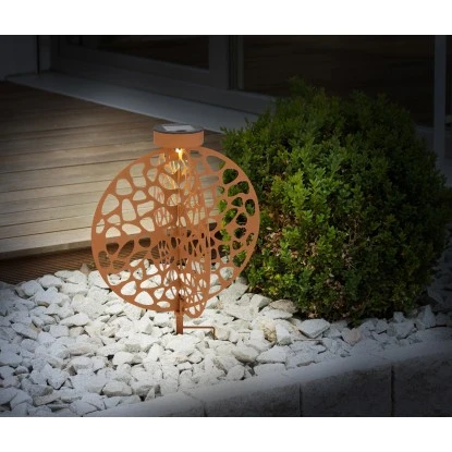 Globo LED-Solaraußenleuchte Mit Erdspieß Metall Rostbraun 5 Globo LED-Solaraußenleuchte Mit Erdspieß Metall Rostbraun – Bild 3