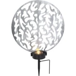 Globo LED-Solaraußenleuchte Mit Erdspieß Rund Metall Silber