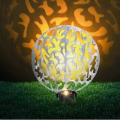 Globo LED-Solaraußenleuchte Mit Erdspieß Rund Metall Silber -Globo Lighting 765931 3749 4