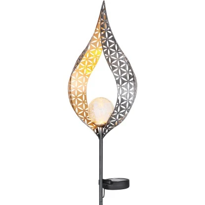 Globo LED-Solaraußenleuchte Glaskugel In Metallbogen Metall Silber 5 Globo LED-Solaraußenleuchte Glaskugel In Metallbogen Metall Silber – Bild 3