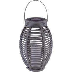 Globo LED-Solaraußenleuchte Laterne Mit Feuereffekt Kunststoff Grau Rattanoptik -Globo Lighting 765947 3749 6