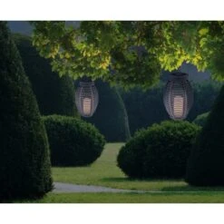 Globo LED-Solaraußenleuchte Laterne Mit Feuereffekt Kunststoff Grau Rattanoptik -Globo Lighting 765947 3749 7