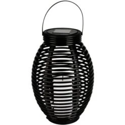 Globo LED-Solaraußenleuchte Laterne Mit Feuereffekt Kunststoff Grau Rattanoptik -Globo Lighting 765947 3749 8