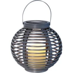 Globo LED-Solaraußenleuchte Laterne Kunststoff Taupe In Rattan Optik -Globo Lighting 765948 3749 10