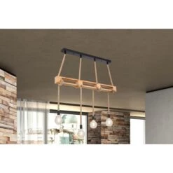 Globo Pendelleuchte Ulleu 4-flammig Schwarz-Natur -Globo Lighting 845025 3749 690294P a 13