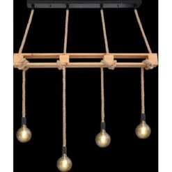 Globo Pendelleuchte Ulleu 4-flammig Schwarz-Natur -Globo Lighting 845025 3749 690294P c 24