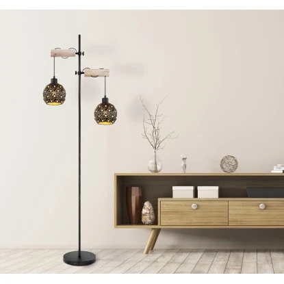 Globo Stehlampe Jodie 2-flammig Schwarz Matt 540 X 250 X 1680 Mm 3 Globo Stehlampe Jodie 2-flammig Schwarz Matt 540 X 250 X 1680 Mm