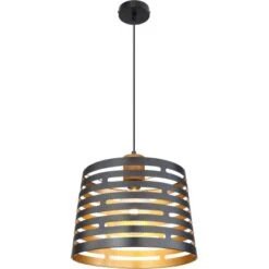 Globo Hängeleuchte ABLONA Schwarz Matt Natur Rund Ø: 35 Cm H: 120 Cm -Globo Lighting 9007371411245 3749 6