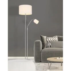 Globo Stehlampe Ava 2-flammig Nickel Matt 400 X 1750 Mm