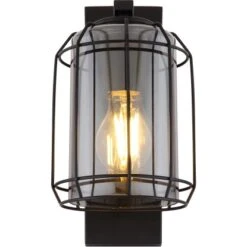 Globo Wandlampe Kammi 1-flammig Schwarz Matt-Rauchfarben 130 X 250 Mm -Globo Lighting 9007371420414 3749 S 04