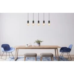 Globo Pendelleuchte Joseba 5-flammig Schwarz Matt 1150 X 100 X 1200 Mm