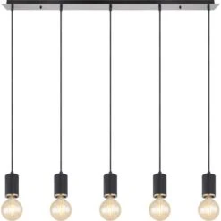 Globo Pendelleuchte Joseba 5-flammig Schwarz Matt 1150 X 100 X 1200 Mm -Globo Lighting 9007371426140 3749 S 04