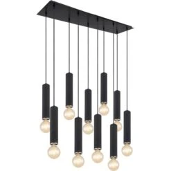 Globo Pendelleuchte Marion 10-flammig Schwarz Matt 1200 X 300 X 1200 Mm -Globo Lighting 9007371426232 3749 S 01