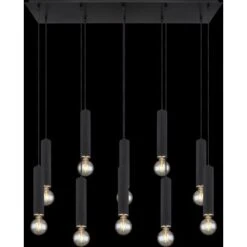 Globo Pendelleuchte Marion 10-flammig Schwarz Matt 1200 X 300 X 1200 Mm -Globo Lighting 9007371426232 3749 S 05