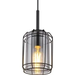 Globo Pendelleuchte Kammi 1-flammig Schwarz Matt-Rauchfarben 130 X 1200 Mm -Globo Lighting 9007371426409 3749 CU 01