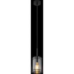 Globo Pendelleuchte Kammi 1-flammig Schwarz Matt-Rauchfarben 130 X 1200 Mm -Globo Lighting 9007371426409 3749 S 02