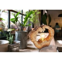 Globo Tischlampe Vinzenz 1-flammig Holzoptik 305 X 85 X 255 Mm