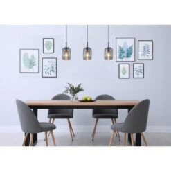 Globo Pendelleuchte Kammi 3-flammig Schwarz Matt-Rauchfarben 770 X 130 X 1200 Mm