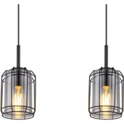 Globo Pendelleuchte Kammi 3-flammig Schwarz Matt-Rauchfarben 770 X 130 X 1200 Mm -Globo Lighting 9007371429400 3749 CU 01