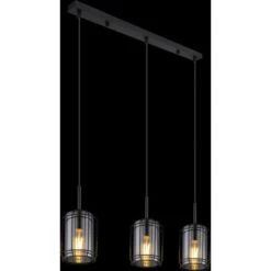 Globo Pendelleuchte Kammi 3-flammig Schwarz Matt-Rauchfarben 770 X 130 X 1200 Mm -Globo Lighting 9007371429400 3749 S 02